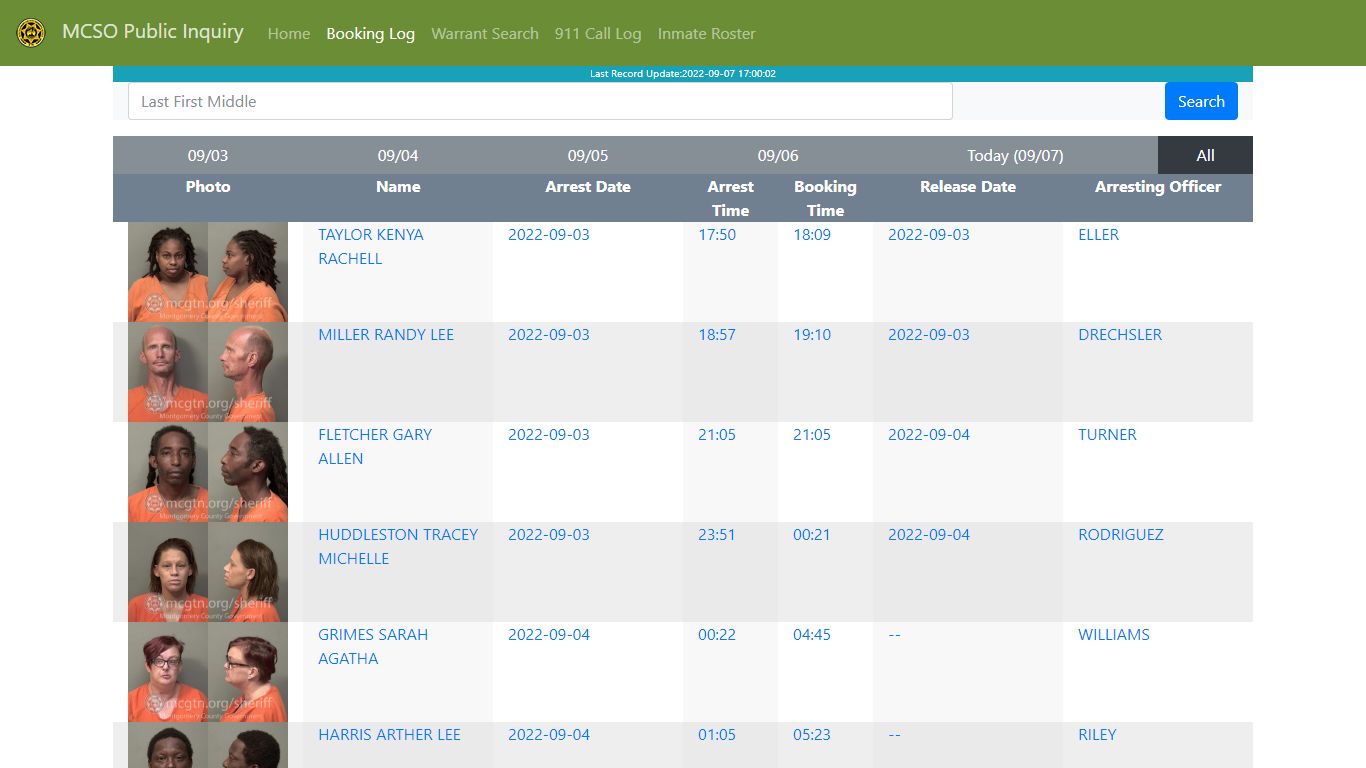 MCSO Public Inquiry: Booking Log - api.mcgtn.org